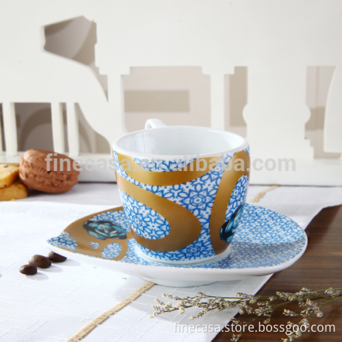 100CC Hyper White Porcelain Coffe Cup for Coffee of Cini with Flower